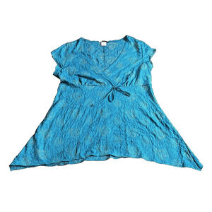 ING Fairy Y2k Asymmetrical Babydoll Blue With Gold Thread Pattern Large